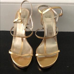 Stuart Weitzman gold strappy sandals